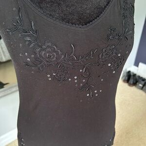 Embroidered Black cotton Women's Top